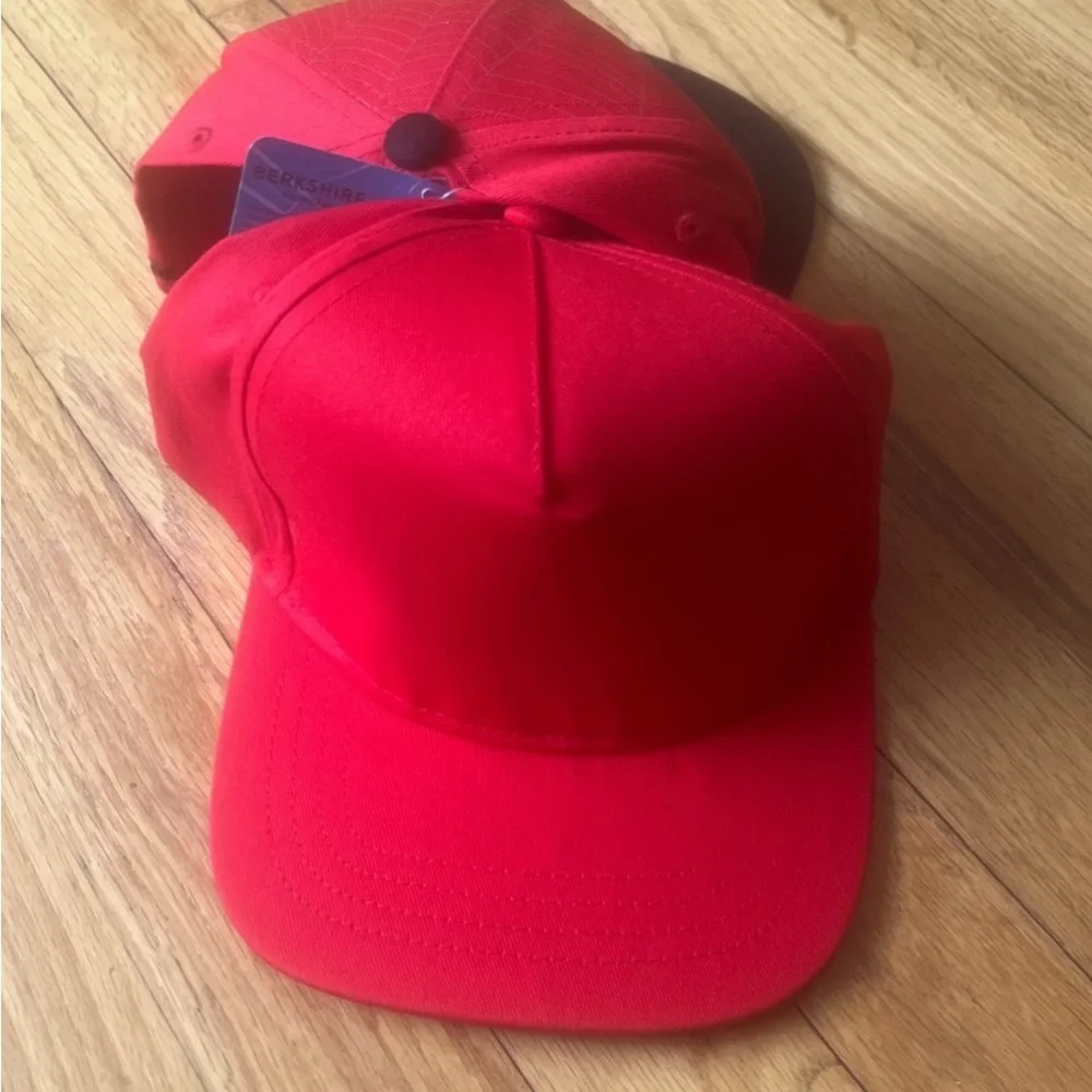 NWT Two Marvel Spider-Man Red and Black Kids Cap One Size Fits Most